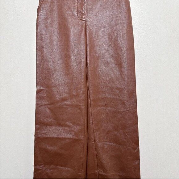 Aritzia Womens Babaton 00 Agency Vegan Leather Pant In Cognac Color - Picture 6 of 15